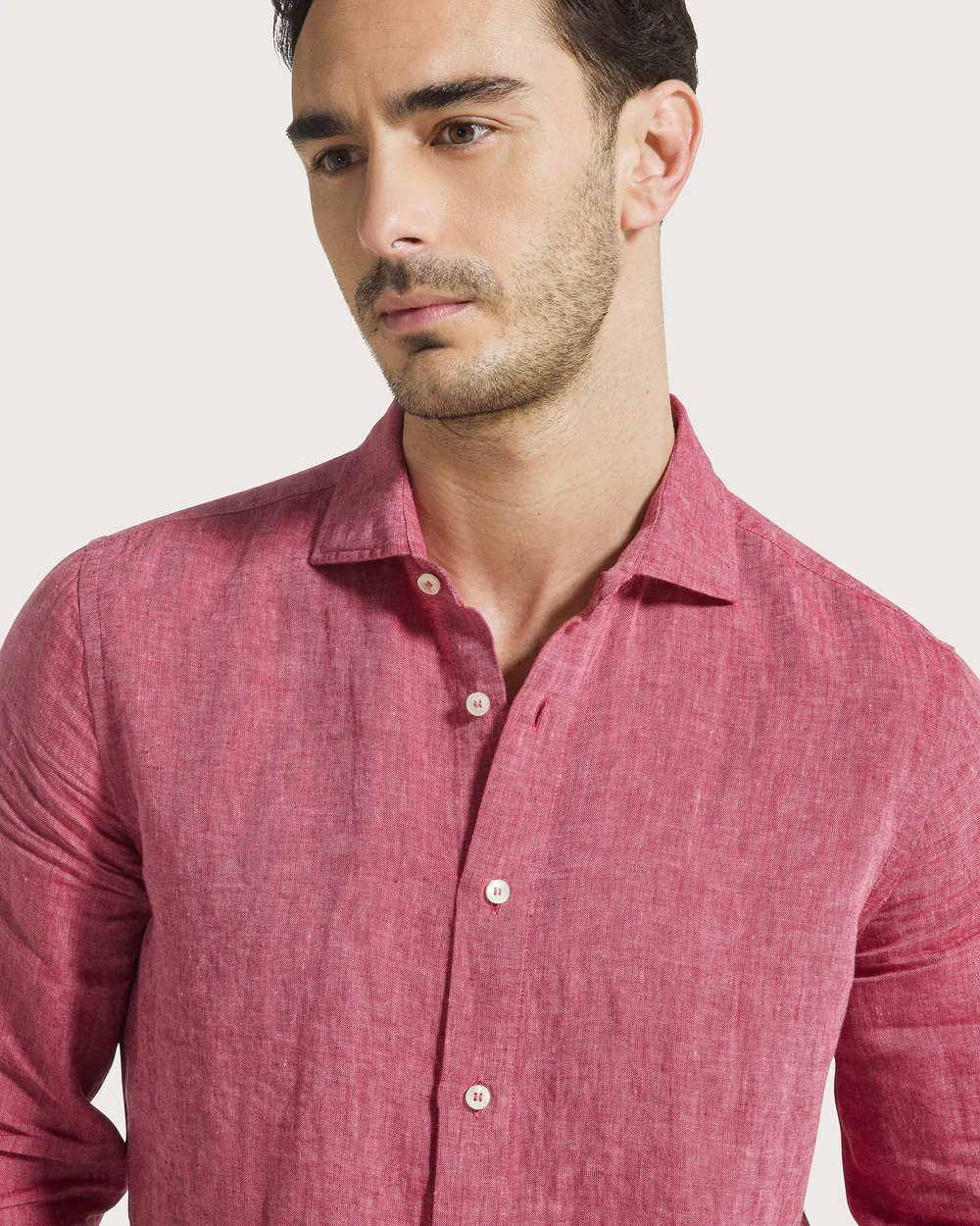 Camicia lino leggero unito tinto filo