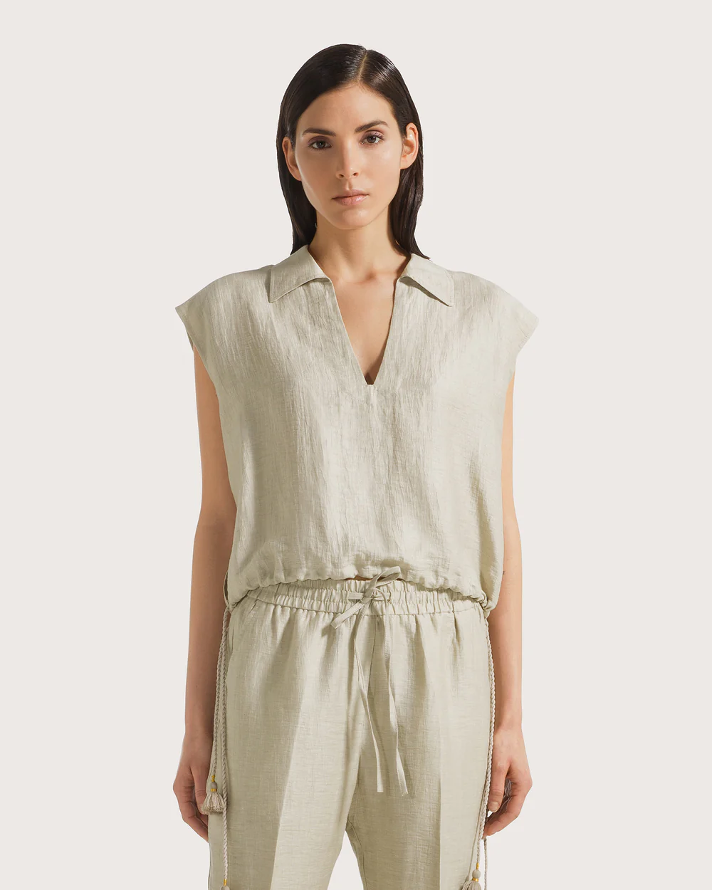 Camicia donna misto lino spiegazzato