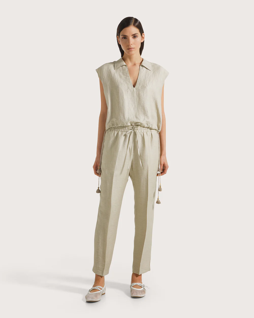 Camicia donna misto lino spiegazzato