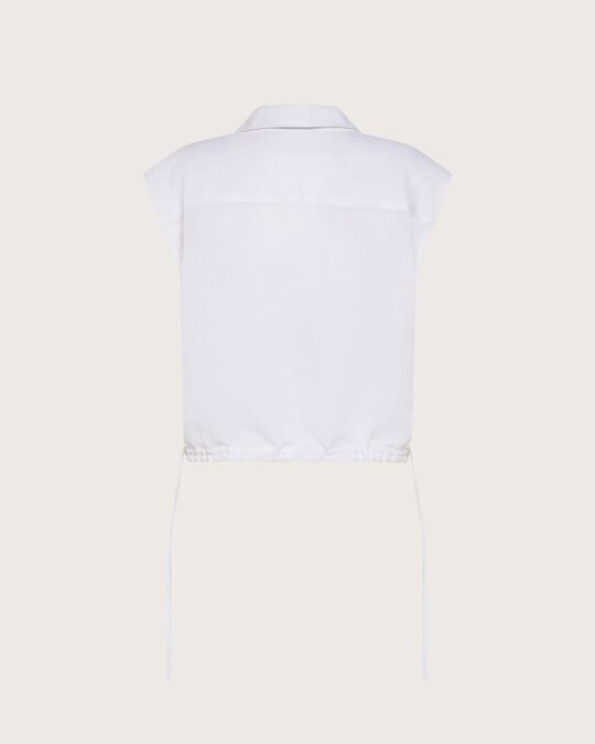 Camicia ricamata viscosa/lino ricamo cordoncino retro