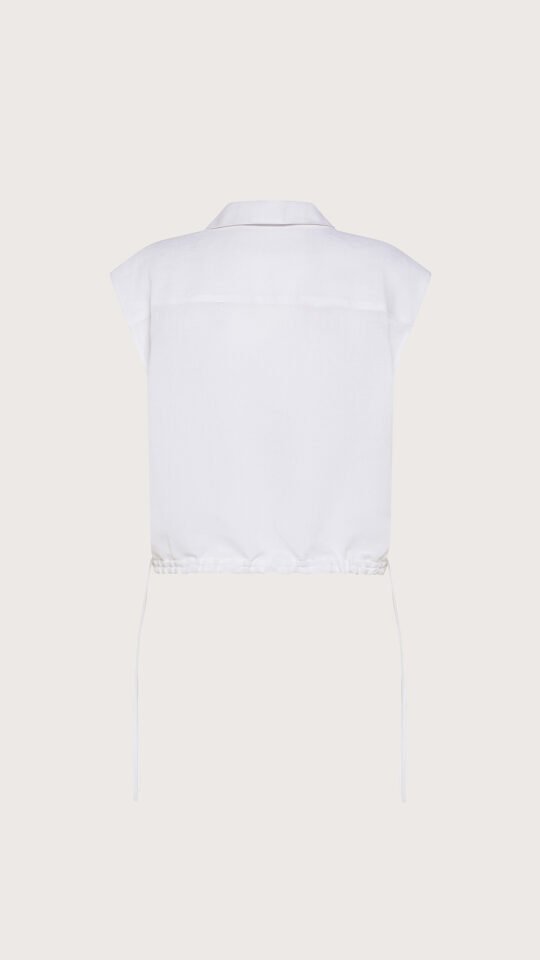 Camicia ricamata viscosa/lino ricamo cordoncino retro