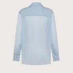 Camicia tela viscosa unita ric. a mano fiori piazzati retro