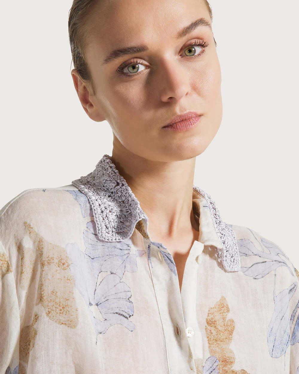 Camicia voile ramie'st. fiore ecoprint