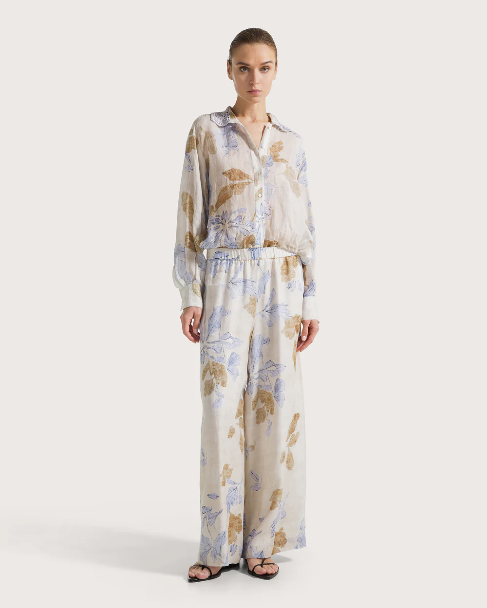 Camicia voile ramie'st. fiore ecoprint