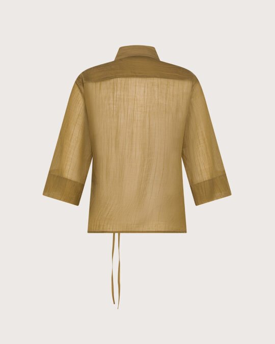 Camicia voile unito fiammato stropicciato permanente retro