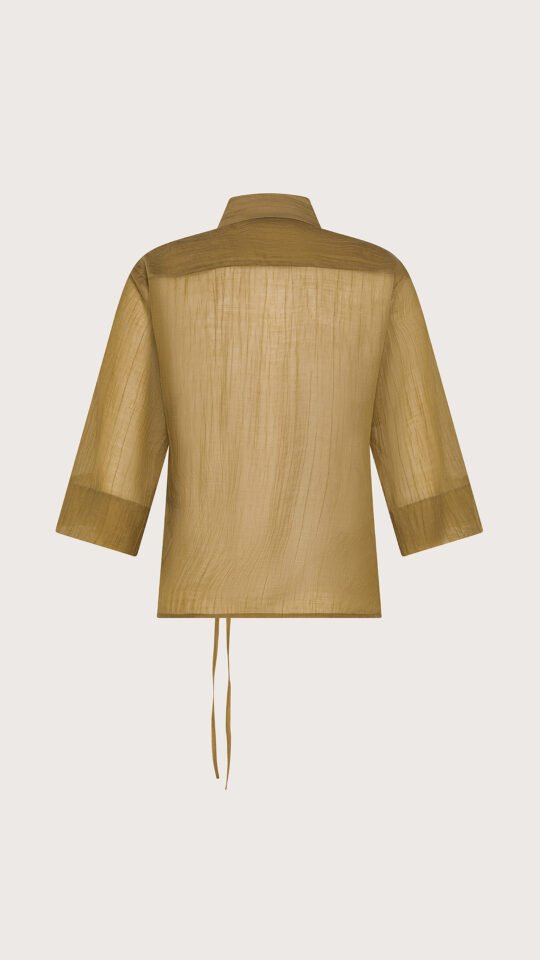 Camicia voile unito fiammato stropicciato permanente retro