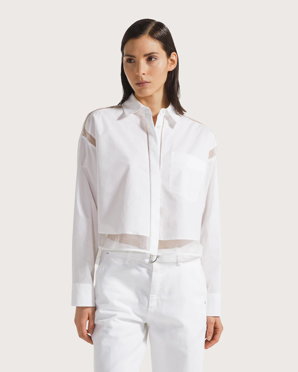 Camicia popeline 100% cotone con organza