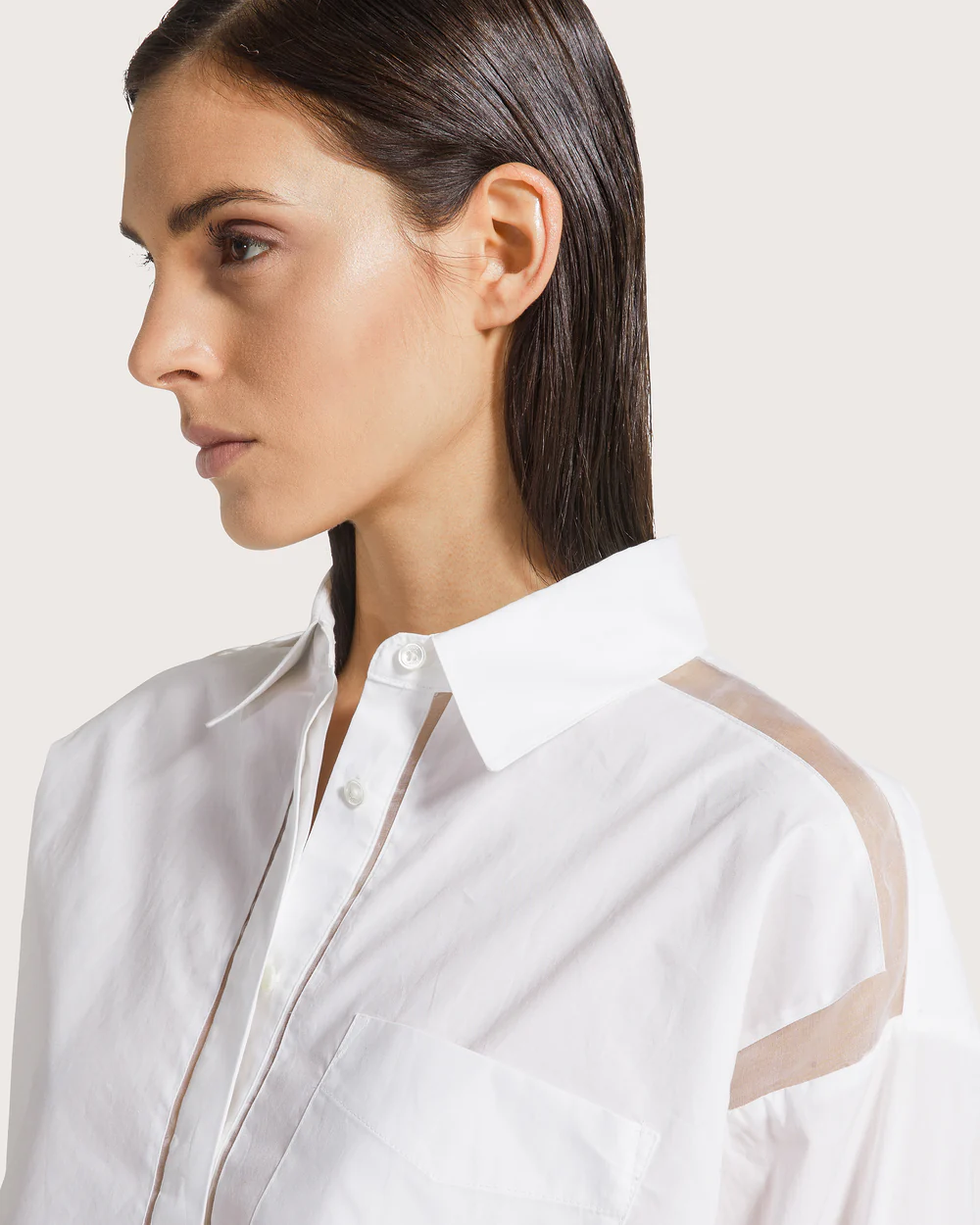 Camicia popeline 100% cotone con organza