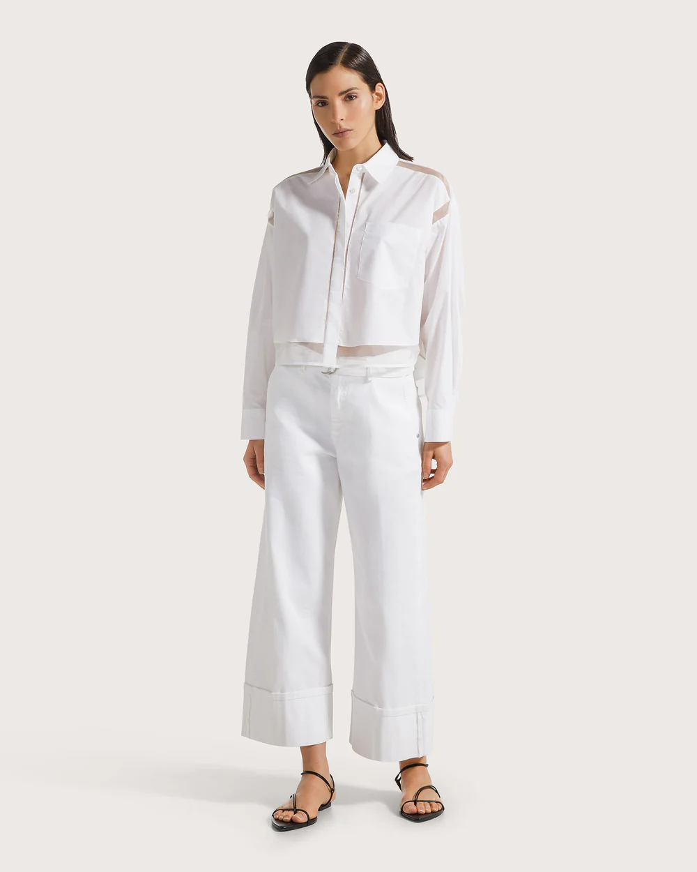 Camicia popeline 100% cotone con organza