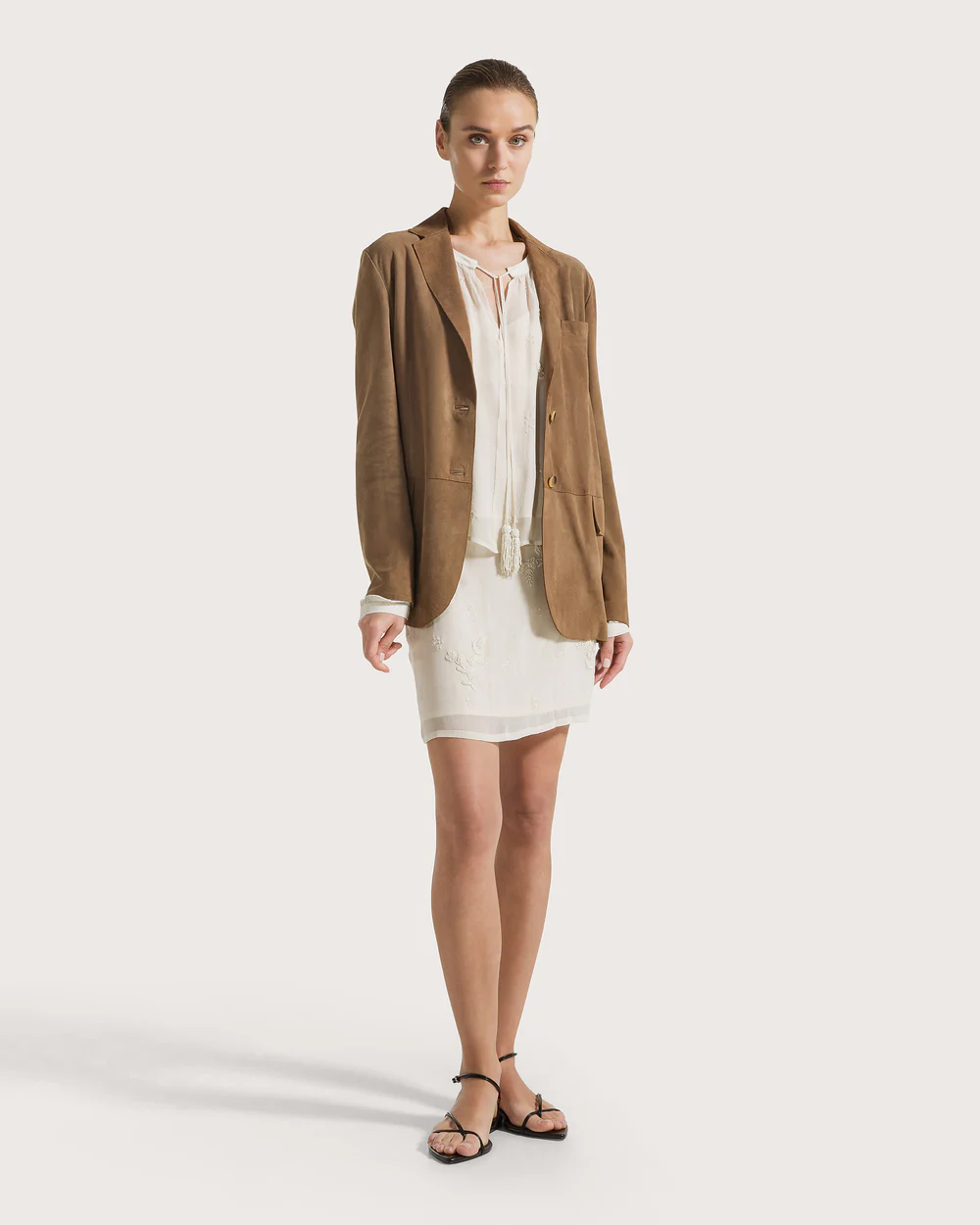 Camicia georgette ricamo a mano ramage perline