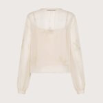 Camicia georgette ricamo a mano ramage perline retro