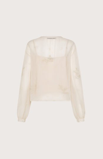 Camicia georgette ricamo a mano ramage perline retro