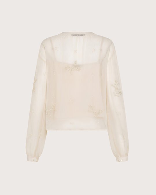 Camicia georgette ricamo a mano ramage perline retro