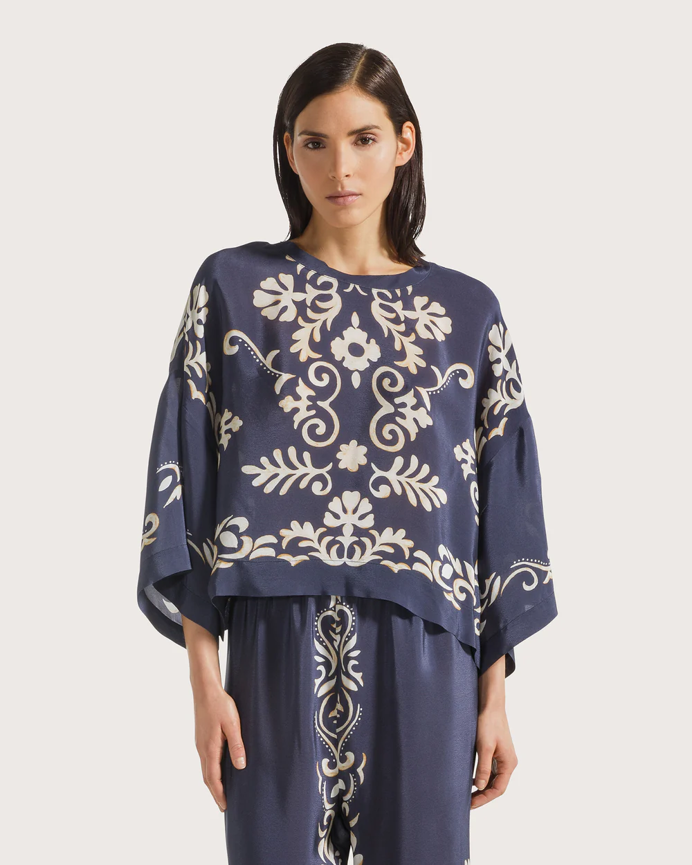 Camicia stampa ornamentale su viscosa