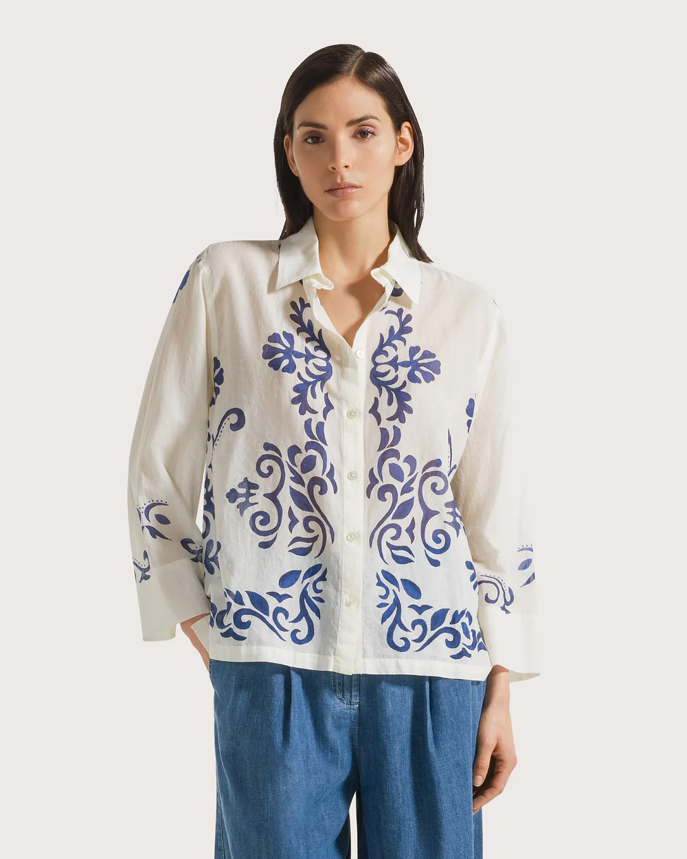 Camicia stampa ornamentale su mussola