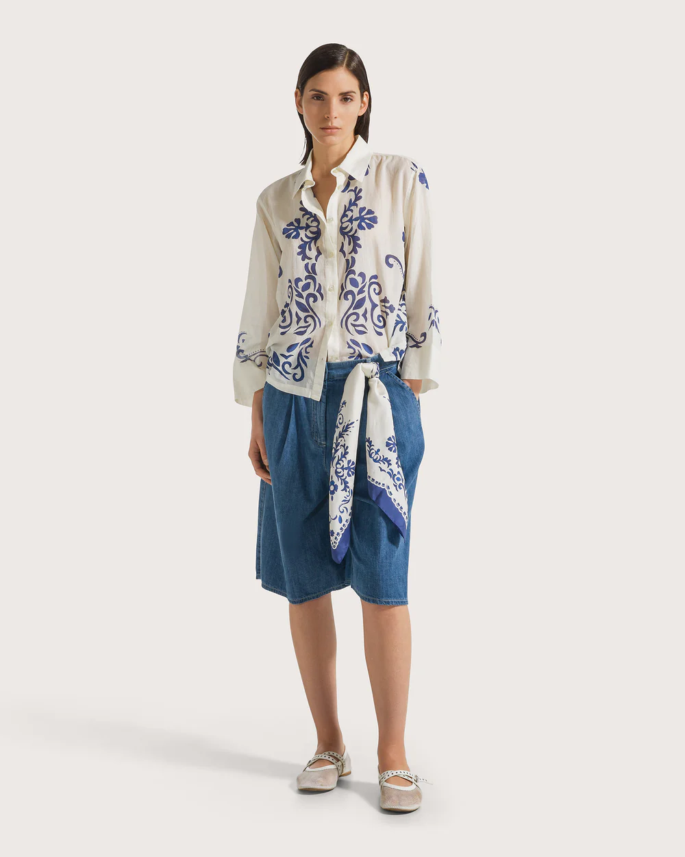Camicia stampa ornamentale su mussola
