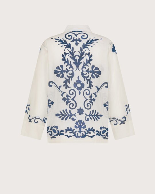Camicia stampa ornamentale su mussola retro