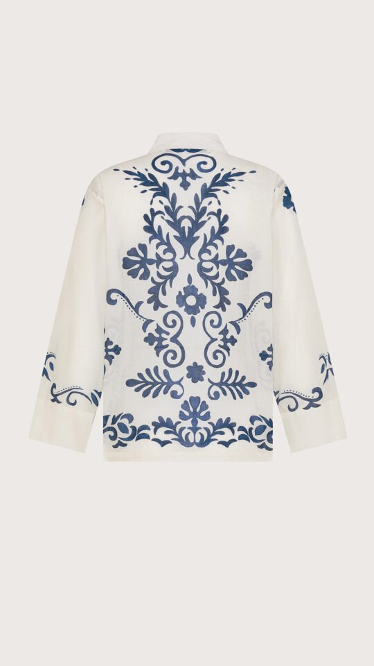 Camicia stampa ornamentale su mussola retro