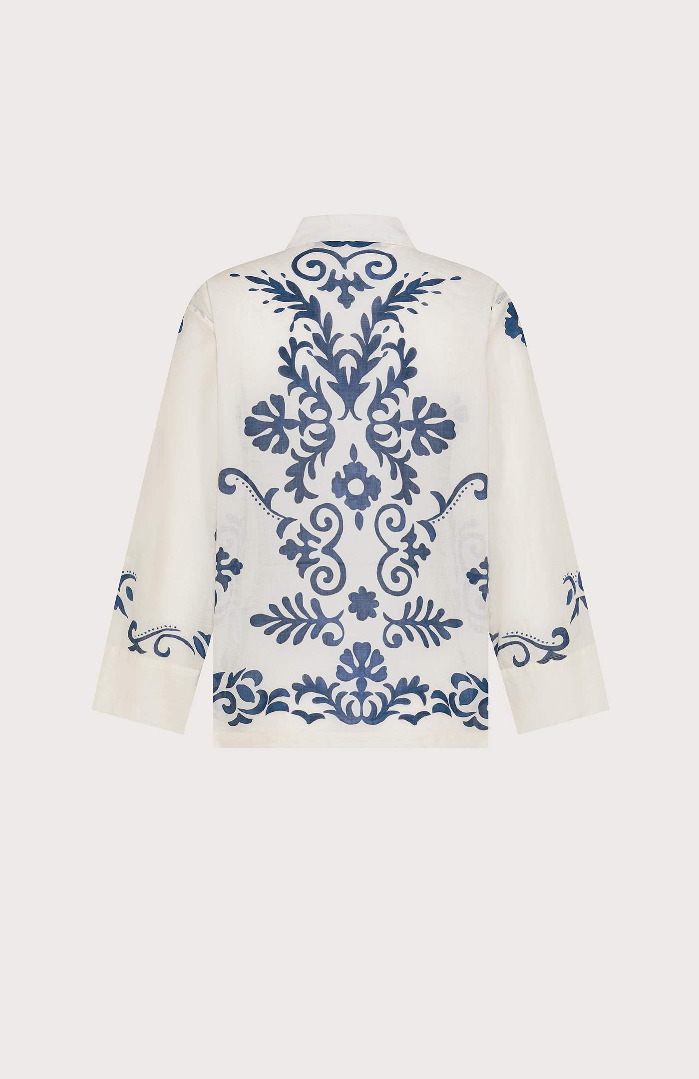 Camicia stampa ornamentale su mussola retro