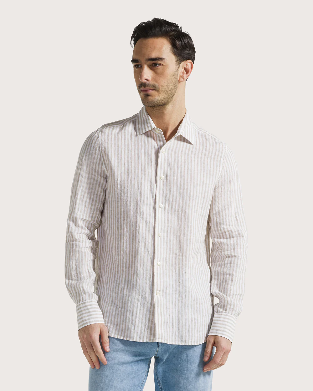 Camicia lino leggero fantasia tinto filo
