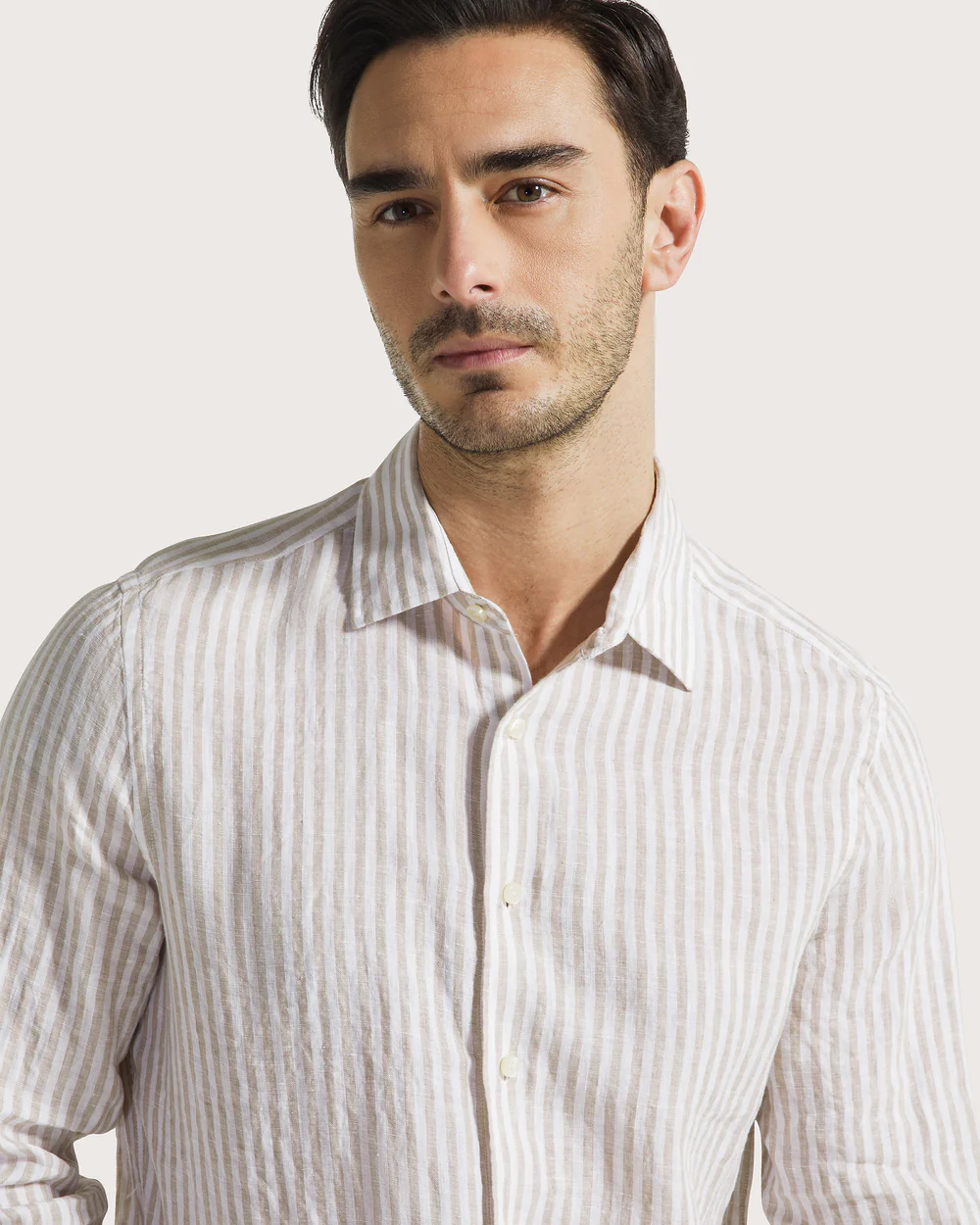 Camicia lino leggero fantasia tinto filo