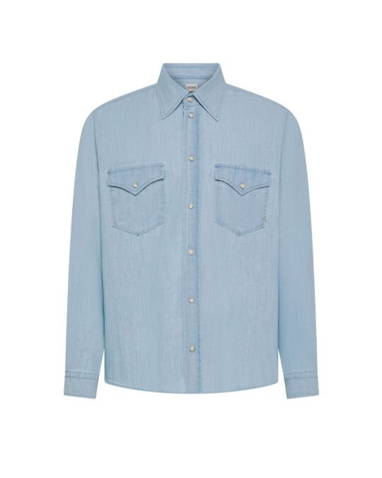Camicia uomo blu Cycle rayan shirt light bleach