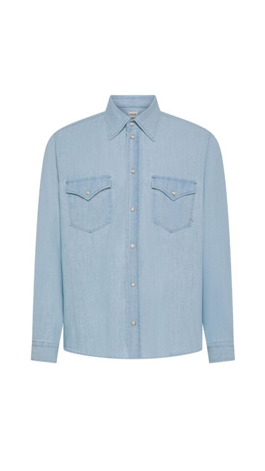 Camicia uomo blu Cycle rayan shirt light bleach