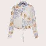 camicia donna beige Seventy voile ramie'st.fiore ecoprint