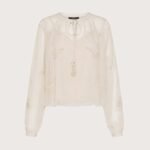 camicia donna Seventy georgette ricamo a mano ramage perline