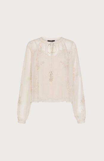 camicia donna Seventy georgette ricamo a mano ramage perline