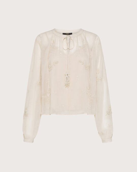 camicia donna Seventy georgette ricamo a mano ramage perline