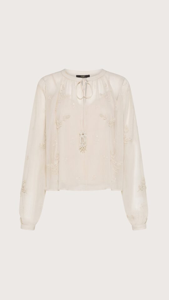 camicia donna Seventy georgette ricamo a mano ramage perline