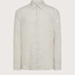 camicia uomo lino leggero fantasia tinto filo beige