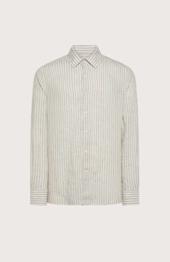 camicia uomo lino leggero fantasia tinto filo beige