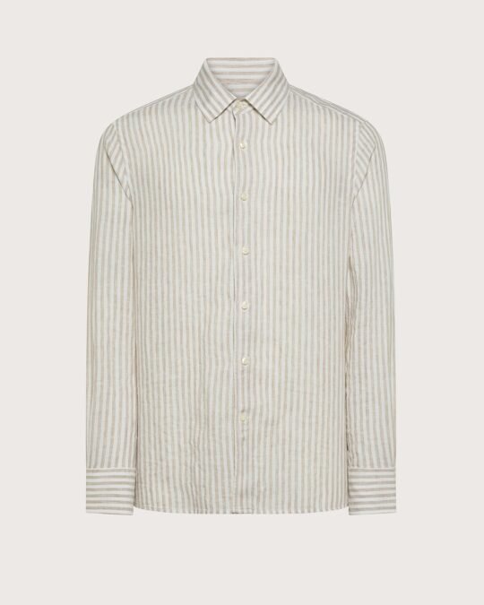 camicia uomo lino leggero fantasia tinto filo beige