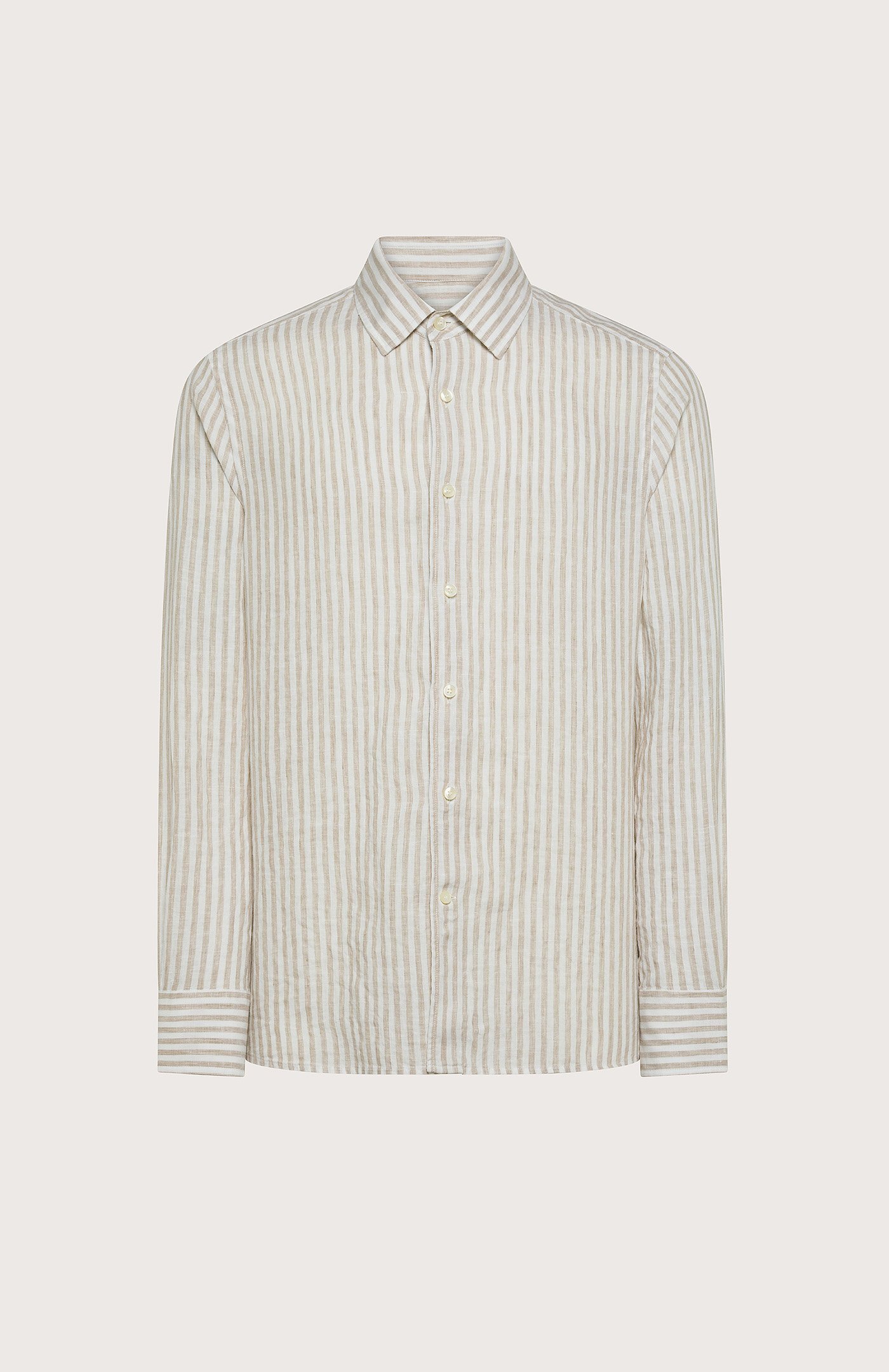 camicia uomo lino leggero fantasia tinto filo beige