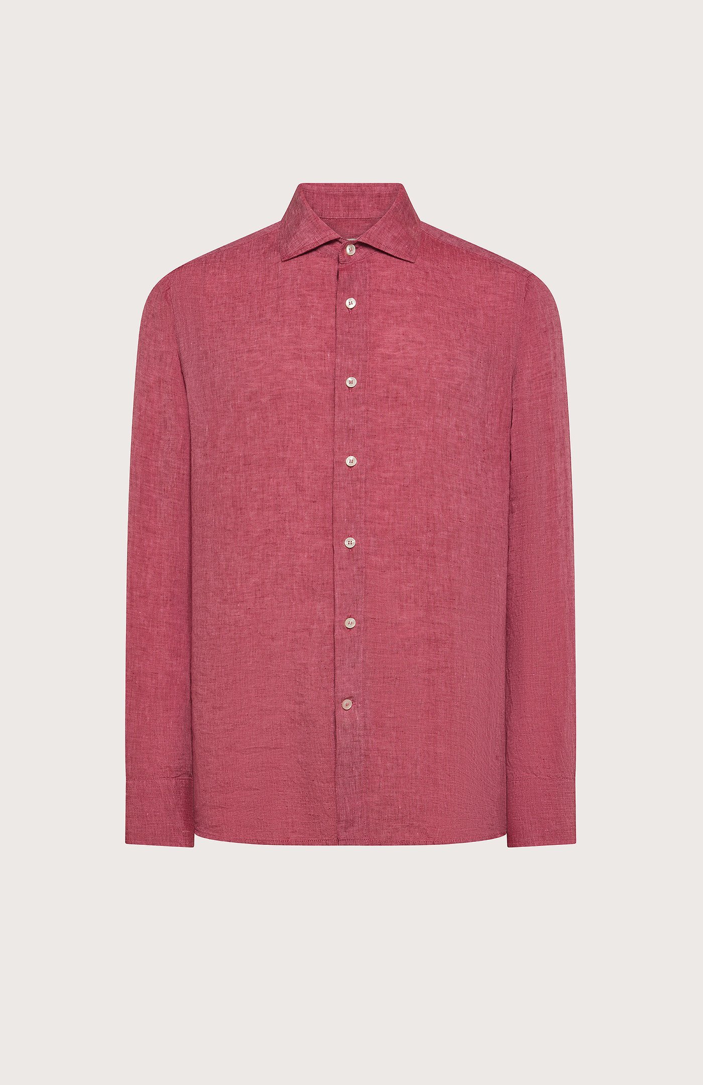 Camicia Uomo Seventy lino leggero unito tinto filo colore rosso taglia 39