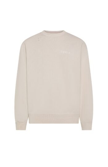 Felpa uomo beige Cycle ethan printed round neck cott. fl. used damaged faded garment dyed