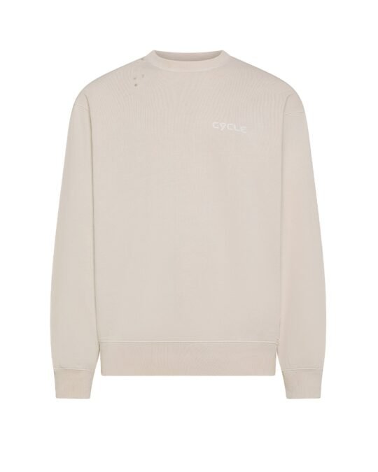 Felpa uomo beige Cycle ethan printed round neck cott. fl. used damaged faded garment dyed