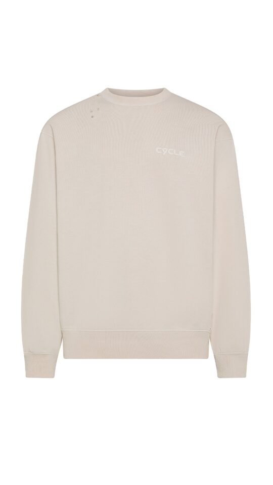 Felpa uomo beige Cycle ethan printed round neck cott. fl. used damaged faded garment dyed