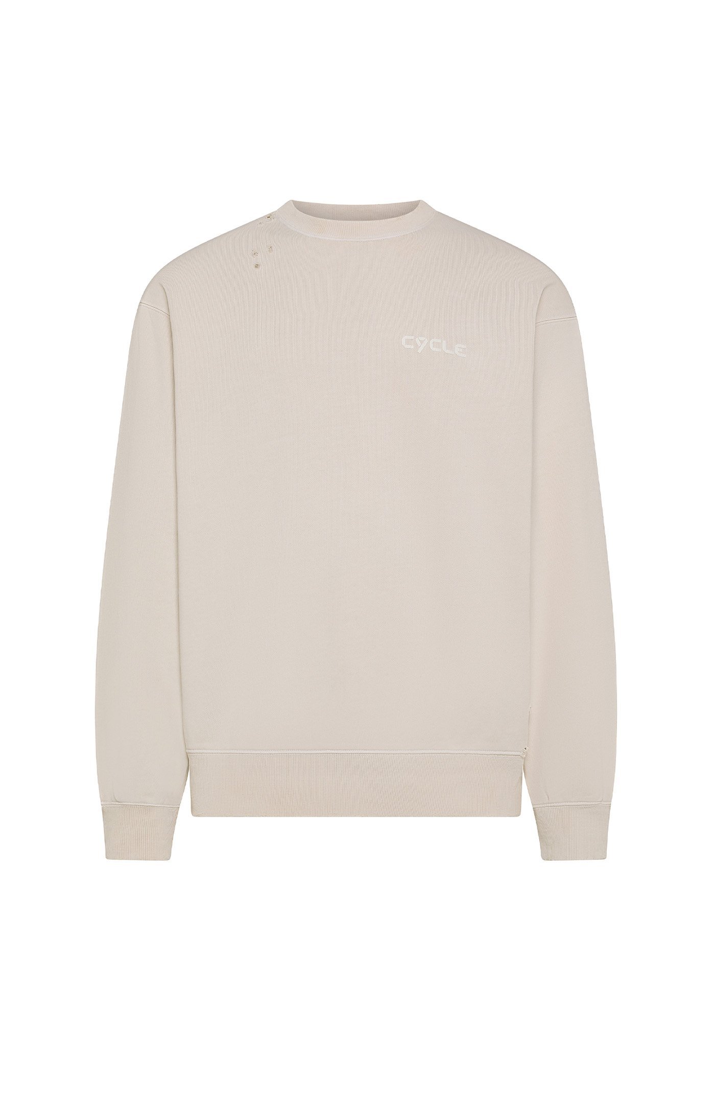 Felpa uomo beige Cycle ethan printed round neck cott. fl. used damaged faded garment dyed