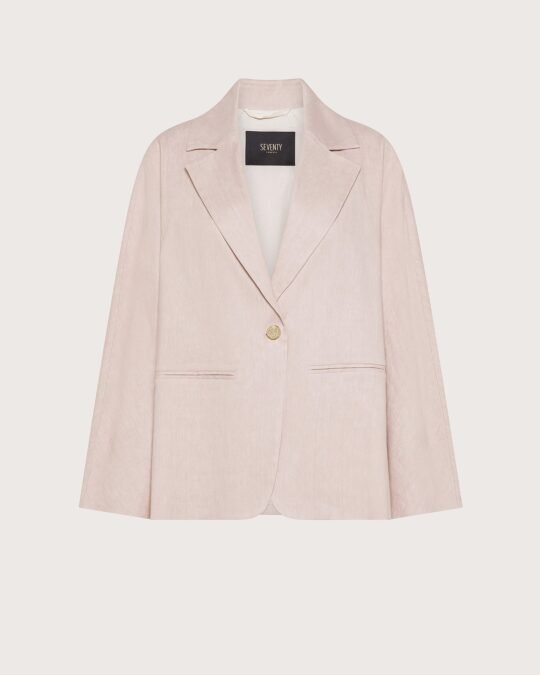 Giacca donna rosa Seventy lino cotone stretch effetto vintage