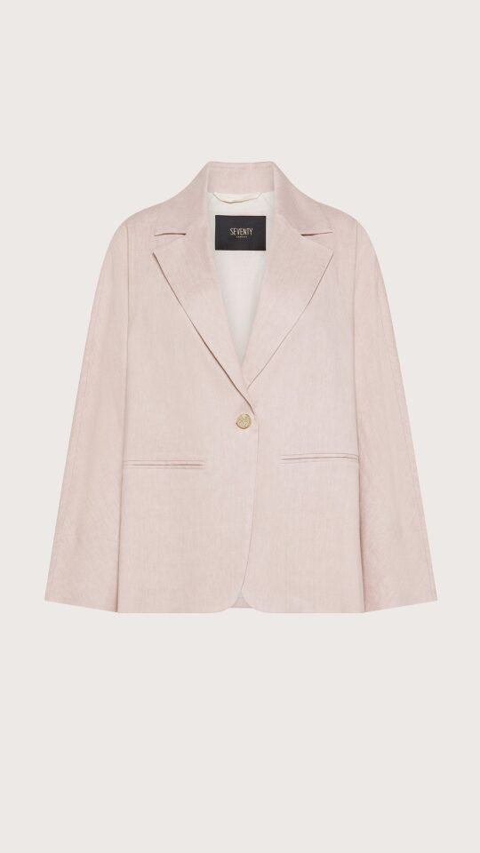 Giacca donna rosa Seventy lino cotone stretch effetto vintage