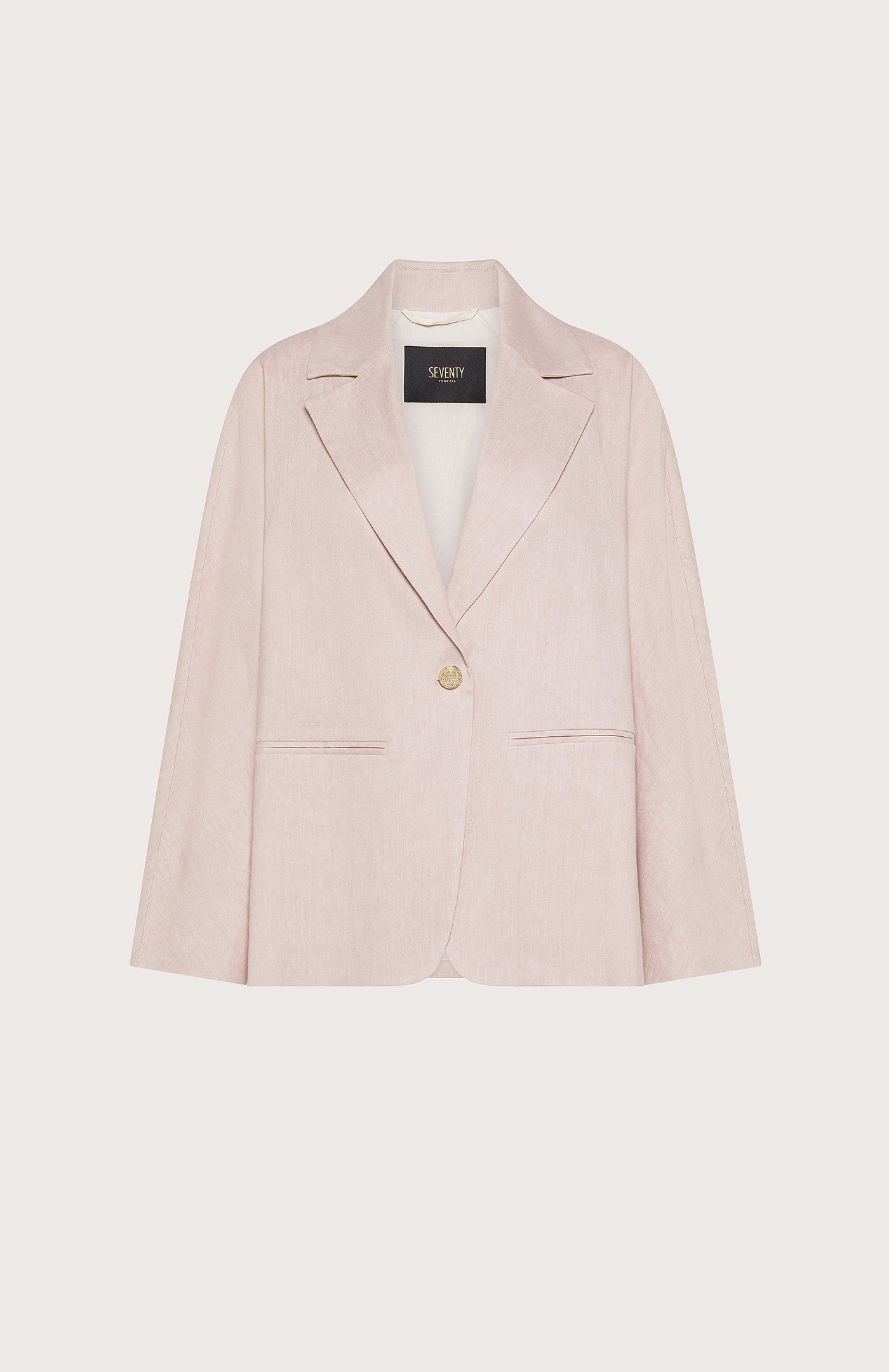 Giacca donna rosa Seventy lino cotone stretch effetto vintage