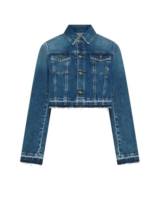 Giubbino donna blu Cycle milu' trucker jacket antique vintage frayed edge