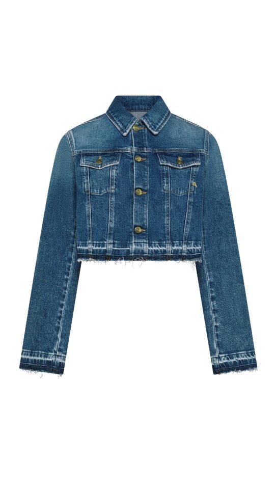 Giubbino donna blu Cycle milu' trucker jacket antique vintage frayed edge