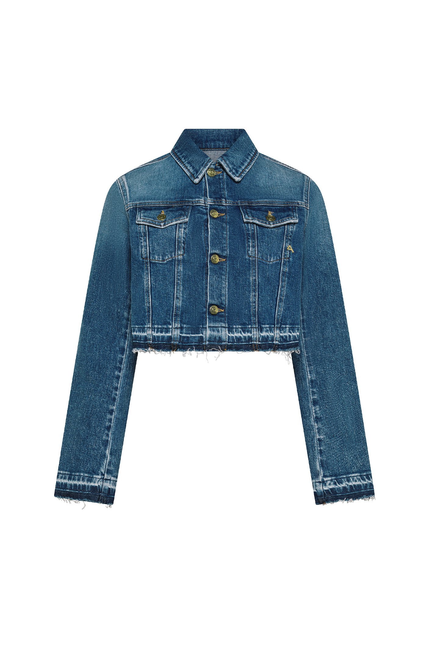 Giubbino donna blu Cycle milu' trucker jacket antique vintage frayed edge