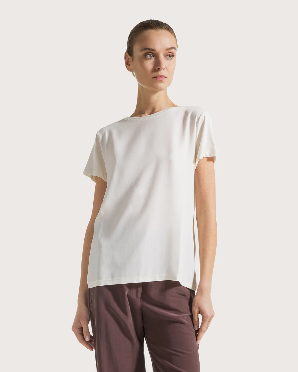 T-shirt jersey+crepe misto seta