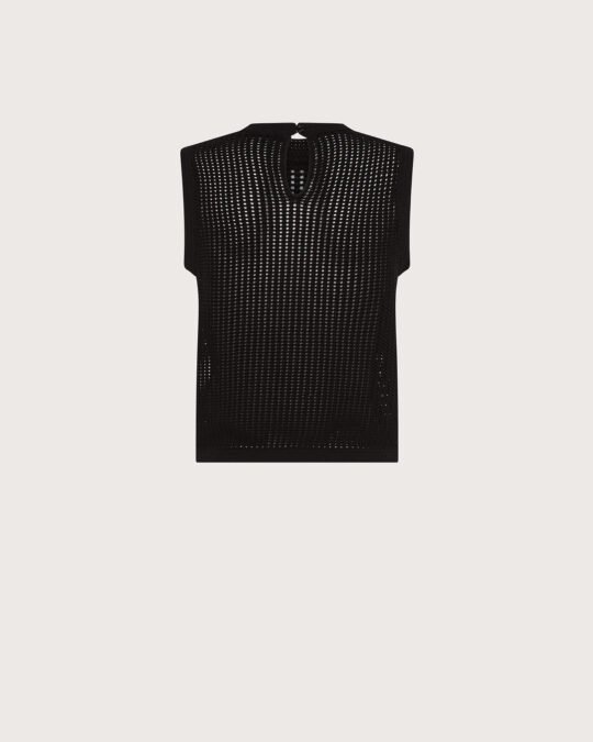 Girocollo smanicato rigato fin.3 nero retro