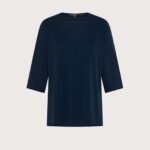 Maglia pesante donna Seventy scollo v jersey crepe pesante str. colore blu taglia s